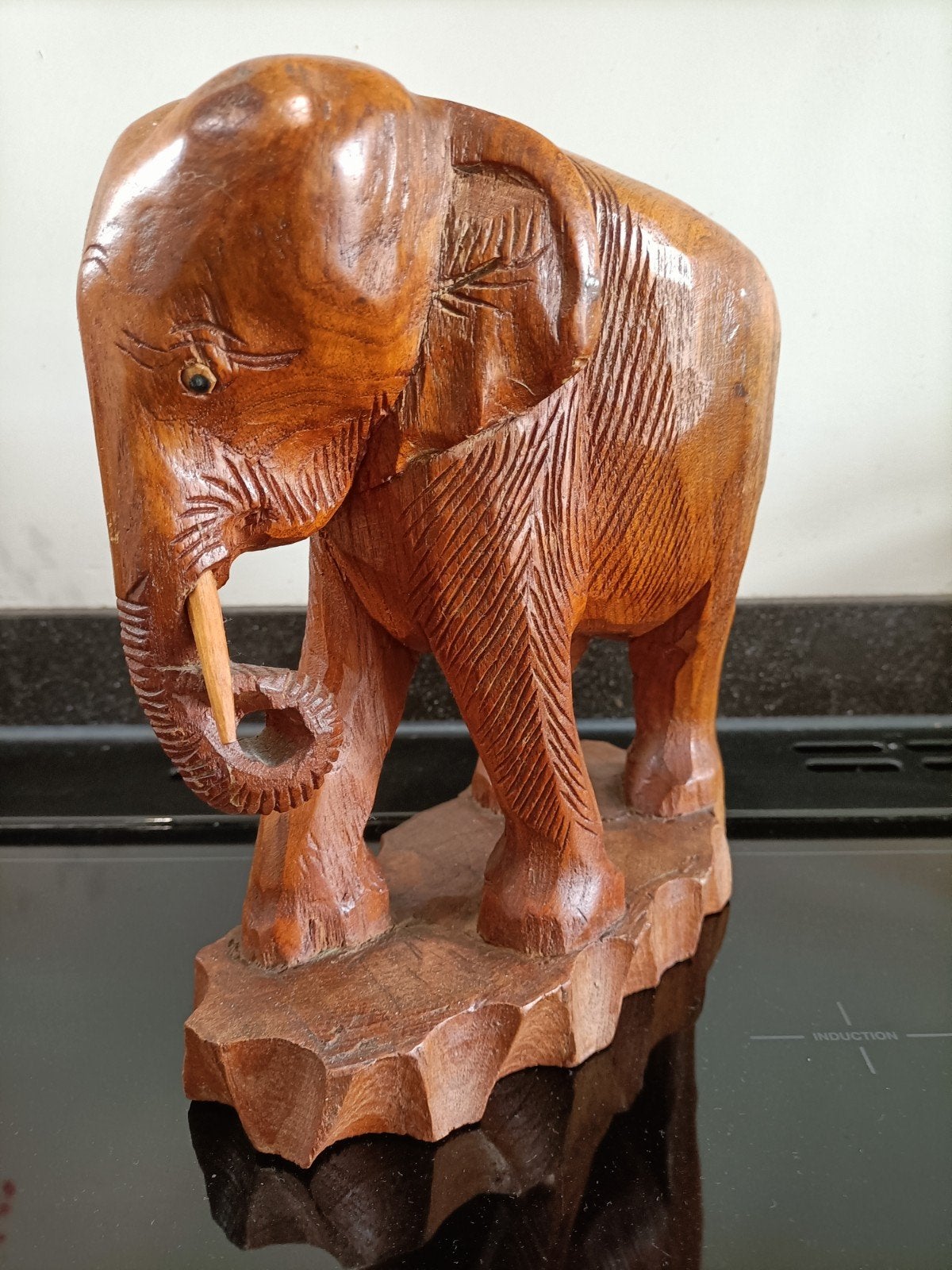 Groot houten olifant.  Dieren beeld., Antiek en Kunst, Ophalen