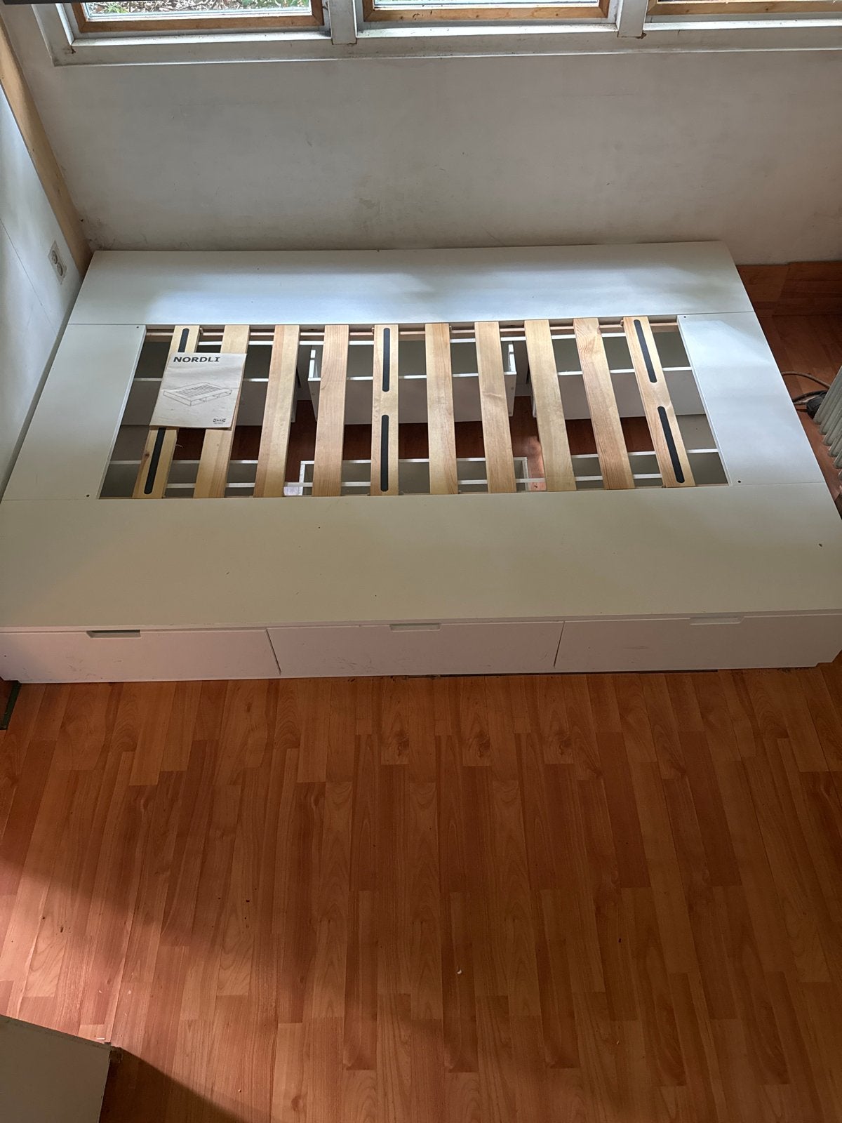 Ikea Nordli bed 140x200 met 6 lades - veel opbergruimte, Ophalen, Gebruikt, Wit, Tweepersoons