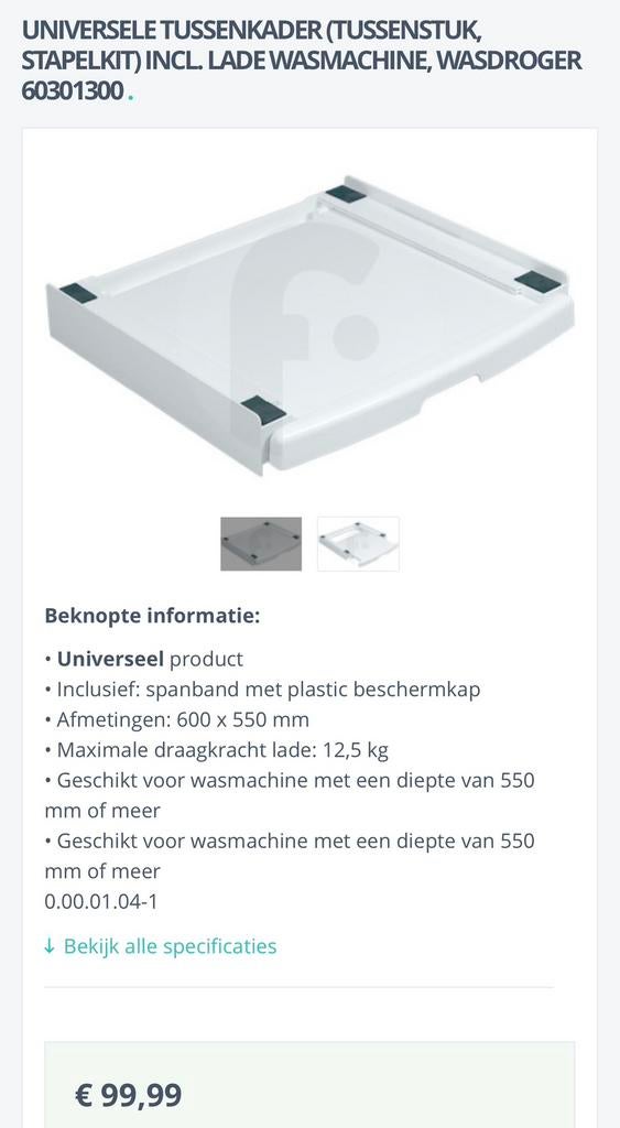 Wasmachine tussenstuk met lade!, Witgoed en Apparatuur, Wasmachines, Ophalen, Zo goed als nieuw