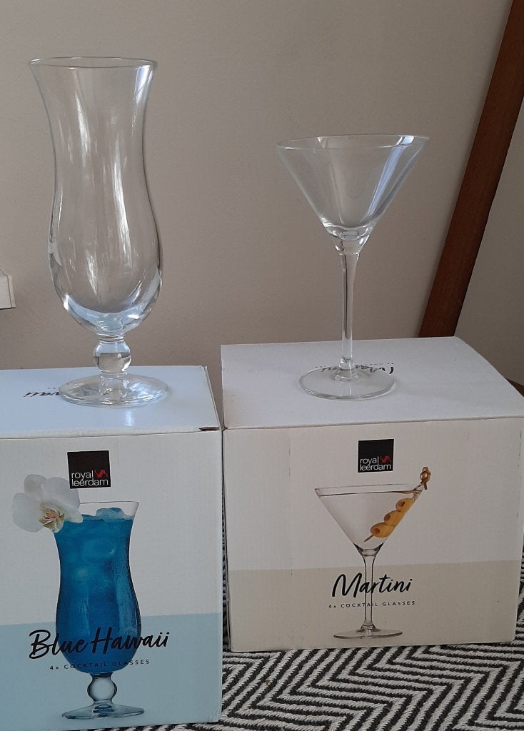 Royal Leerdam Cocktailglazen: Martini & Blue Hawaii (nieuw), Ophalen, Zo goed als nieuw, Overige typen