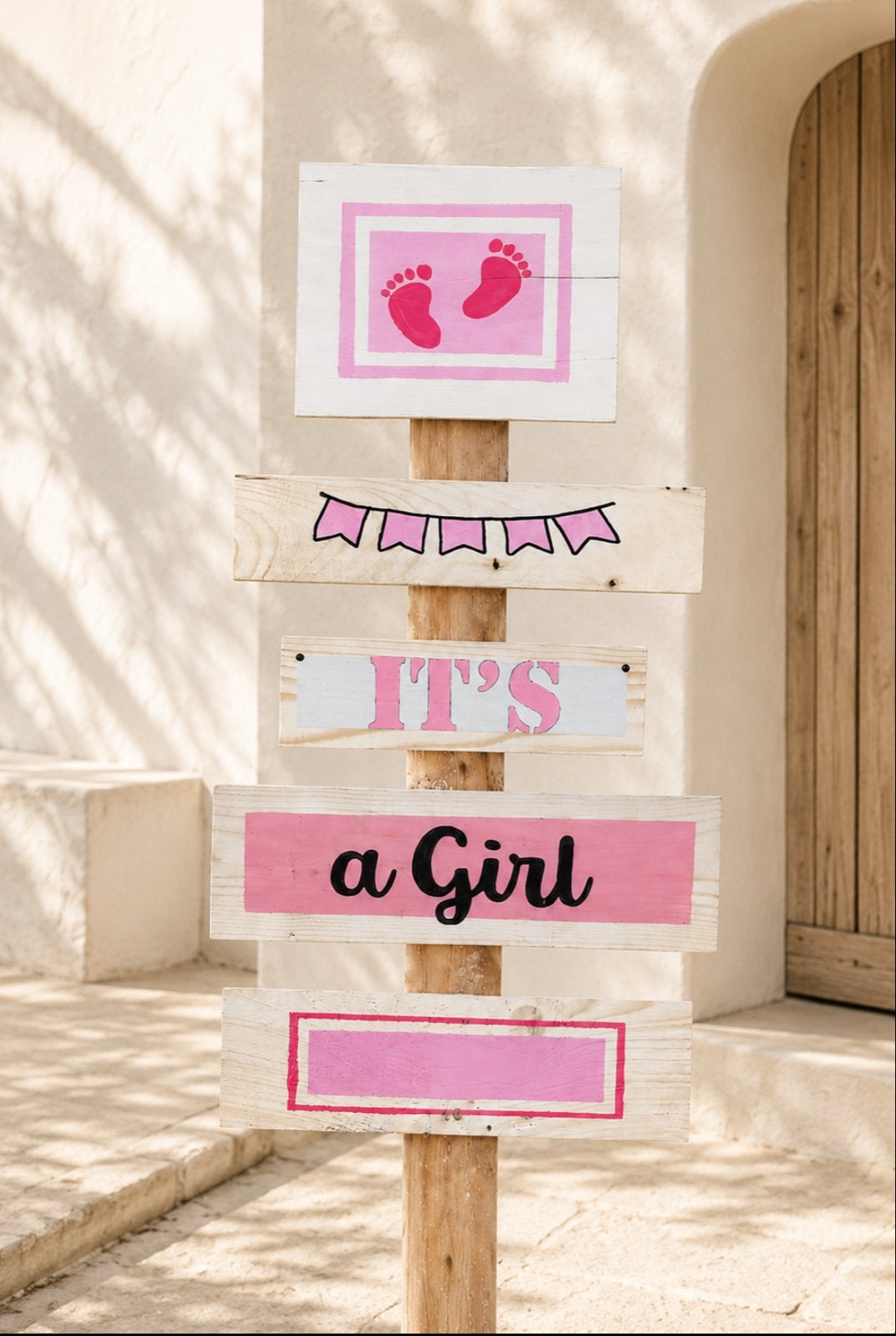 Geboortebord 'It's a Girl' - Roze Houten Welkomstbord, Ophalen, Nieuw, Geboortebord