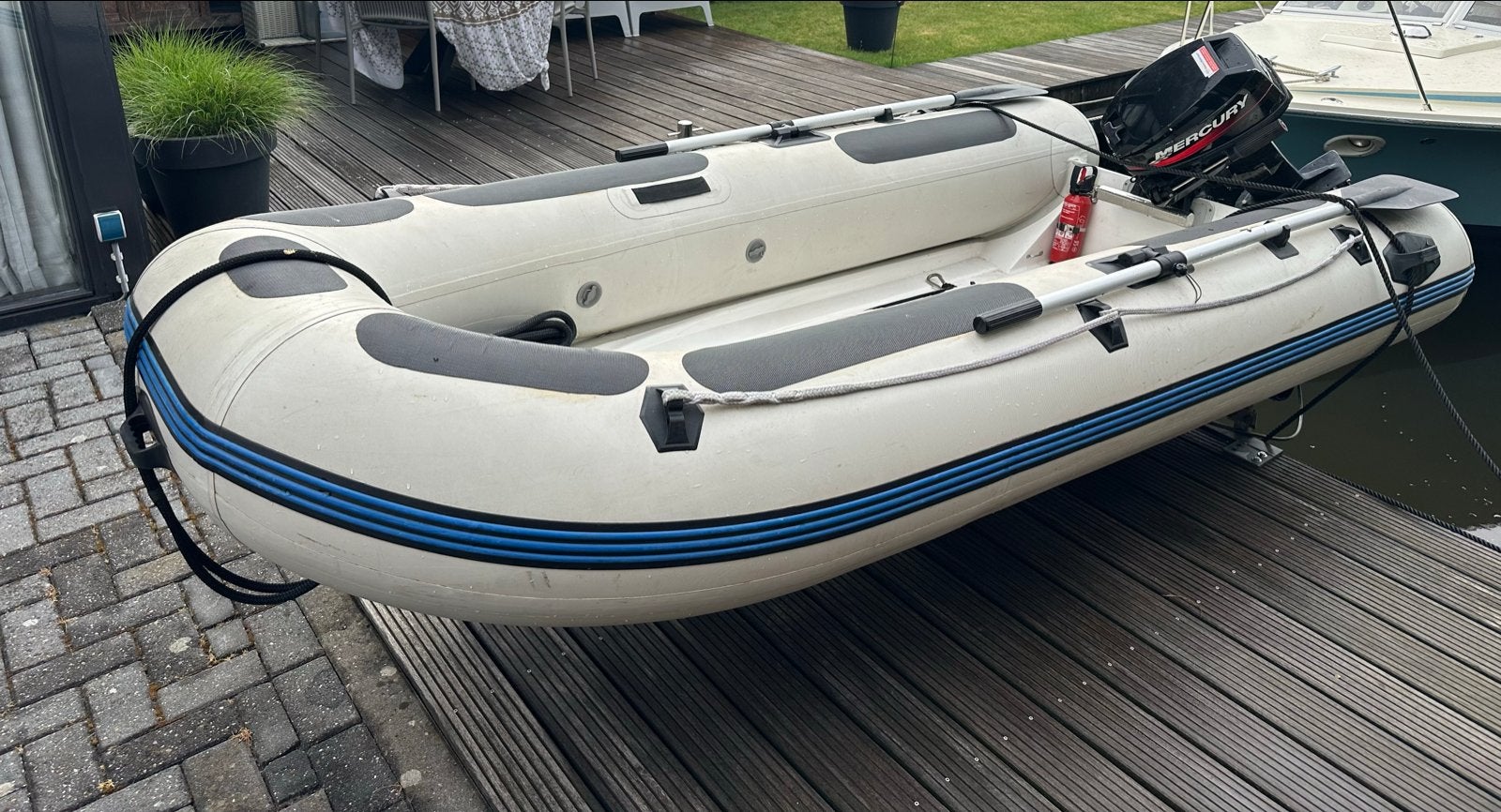 Plastimo 310 RIB + Mercury 8PK + stallingkar etc, Watersport en Boten, Peddels, 3 m, Ophalen, Polyester/glasvezel
