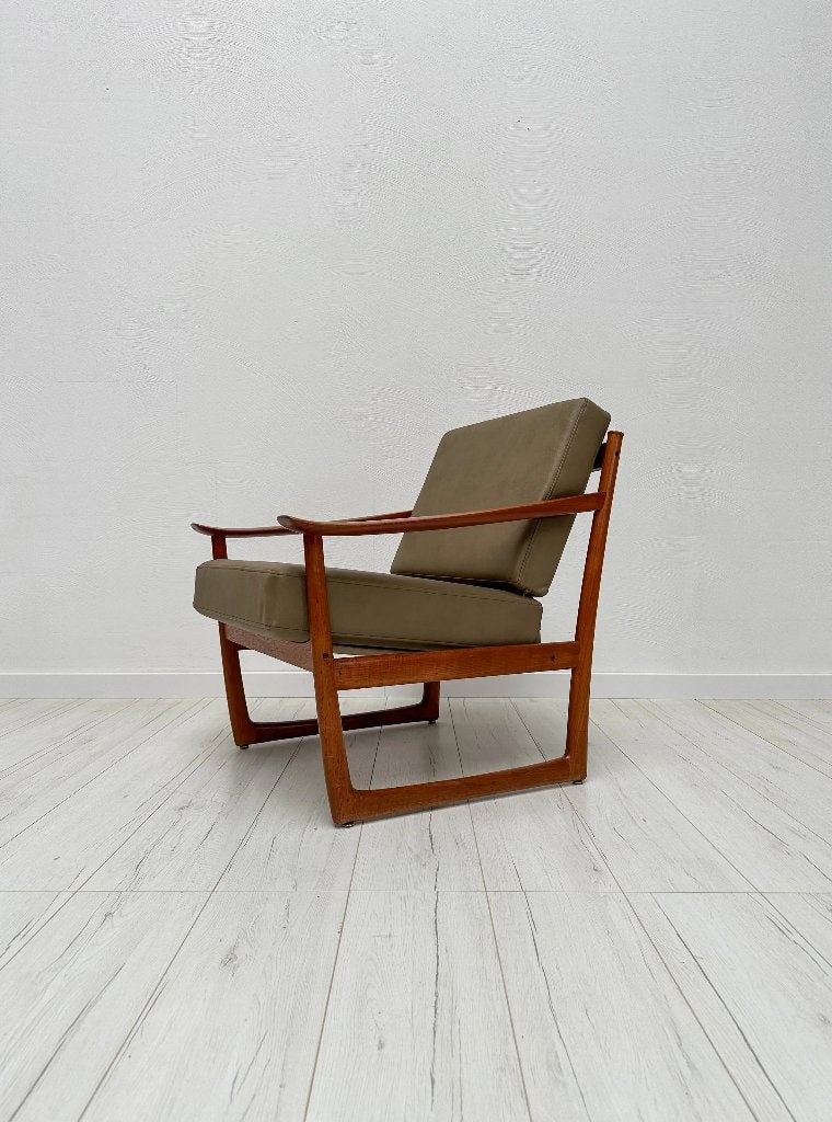 Hvidt & Mølgaard FD 130 teak fauteuil Deens design jaren 60, Huis en Inrichting, Ophalen of Verzenden, Zo goed als nieuw, Leer