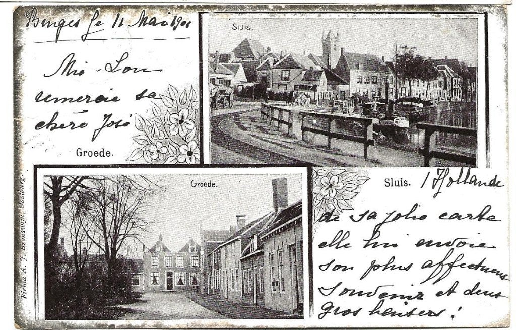 GROEDE  en SLUIS STEMPEL 1901 BRUGES  nr  692, Verzenden, Voor 1920, Gelopen, Zeeland