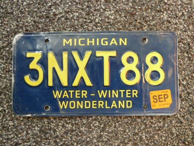 Kentekenplaat licenseplate Michigan Water Winter Wonder Land, Verzenden, Gebruikt, Auto's