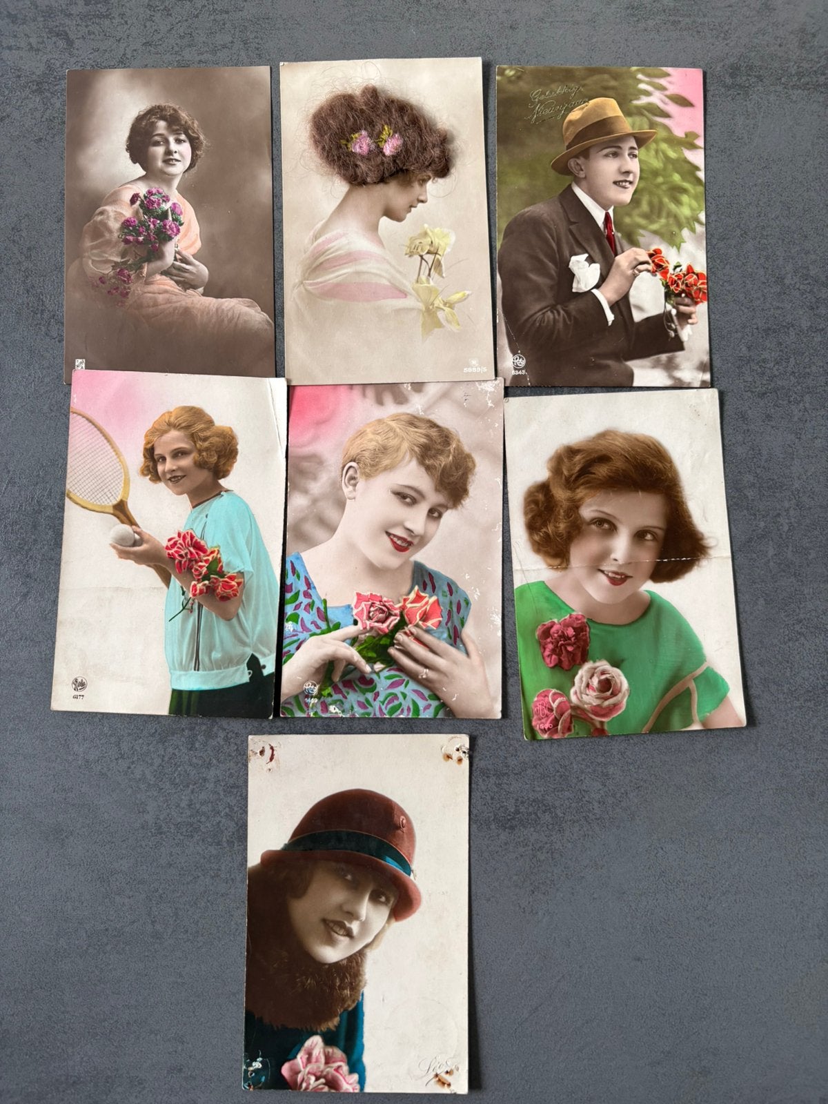 14 Oude ansichtkaarten personen 1920-1945, Verzamelen, Ophalen of Verzenden, 1920 tot 1940, Overige thema's