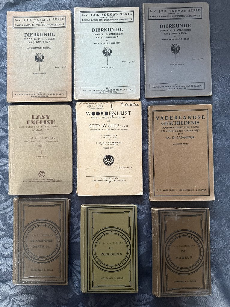 Diverse oude schoolboeken: Dierkunde, Engels, Geschiedenis, Overige vakken, Diverse, Overige niveaus, Ophalen