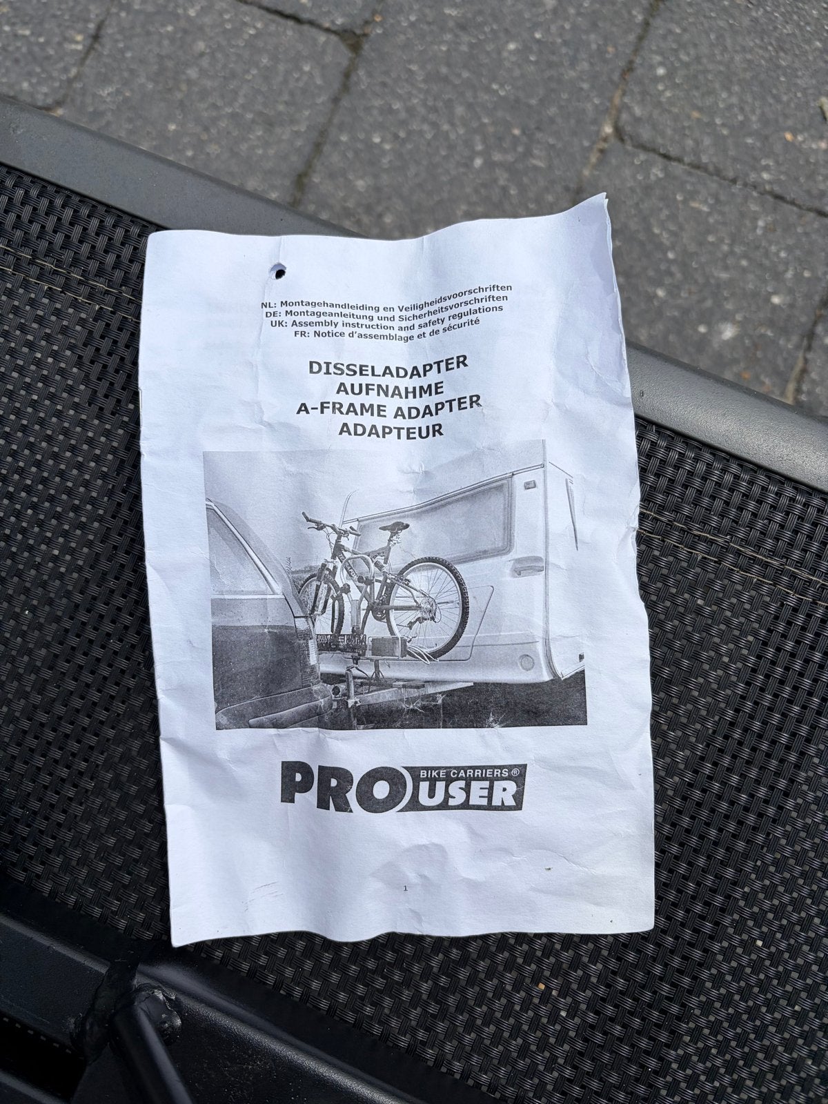 ProUser Caravan Adapter Disseladapter Fietsendrager, Caravans en Kamperen, Caravan accessoires, Ophalen, Zo goed als nieuw
