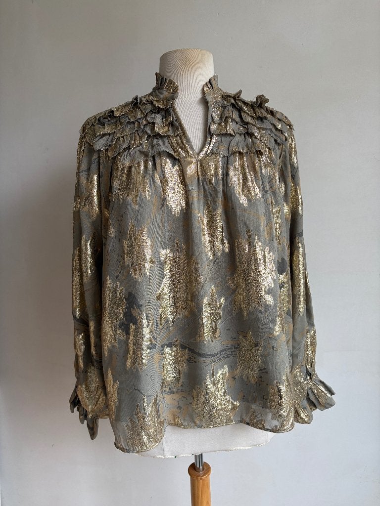 bruins bazaar blouse top maat 36 goud beige, Kleding | Dames, Blouses en Tunieken, Beige, Ophalen of Verzenden, Maat 36 (S), Bruuns bazaar