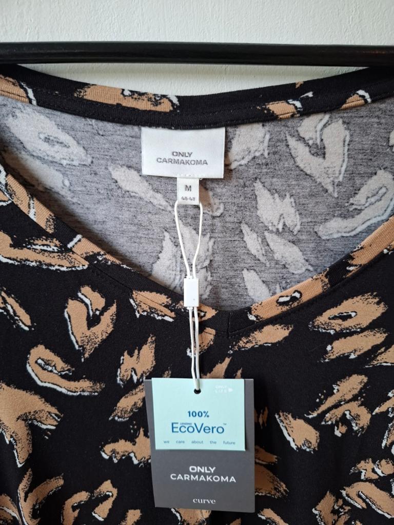Only Carmakoma viscosemix top maat: M/46,48, Kleding | Dames, Grote Maten, Bruin, Nieuw, Nvt, Nvt