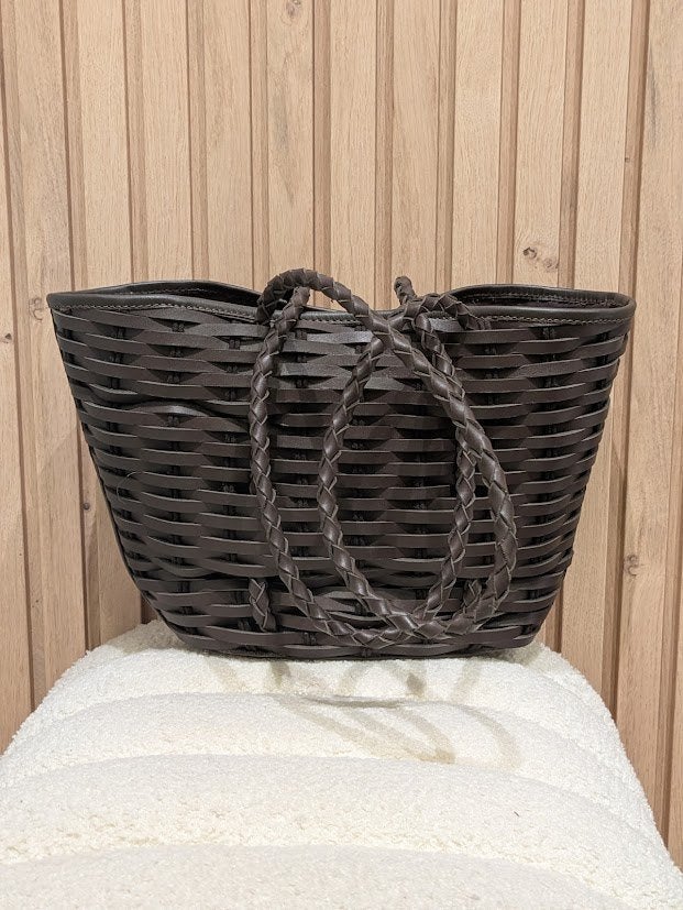 Becksondergaard - Leren raffia tas gevlochten leer - Nieuw, Bruin, Nieuw, Ophalen of Verzenden, X