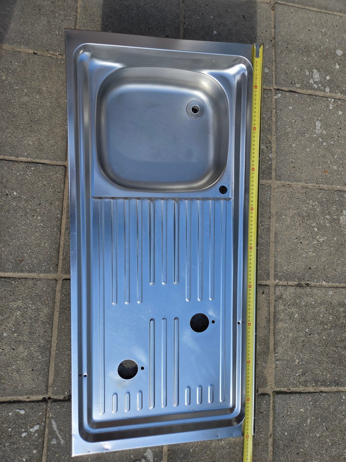 RVS spoelbak met afdruipblad — caravan/ camper/ buitenkeuken, Ophalen of Verzenden, Gebruikt