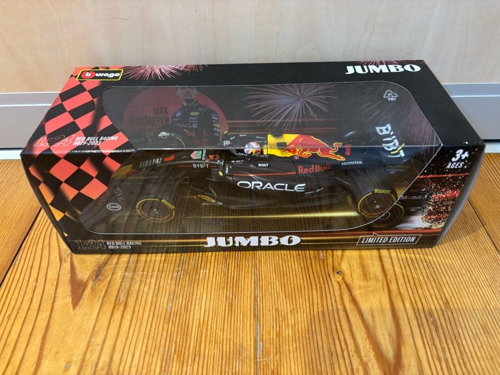 Nieuw in doos: Max Verstappen auto 2023 van Jumbo, Ophalen of Verzenden, Nieuw, Formule 1
