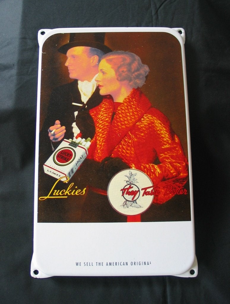 Lucky Strike sigaretten Emaille bord, Verzenden, Zo goed als nieuw, Reclamebord