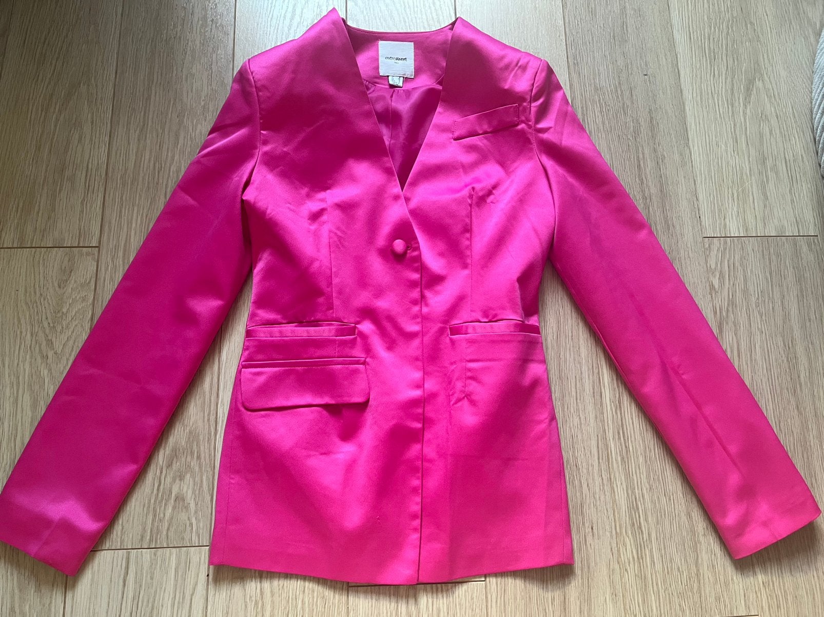 Extro&Vert roze satijnen blazer mt 36, Kostuum of Pak, Ophalen of Verzenden, Zo goed als nieuw, Roze