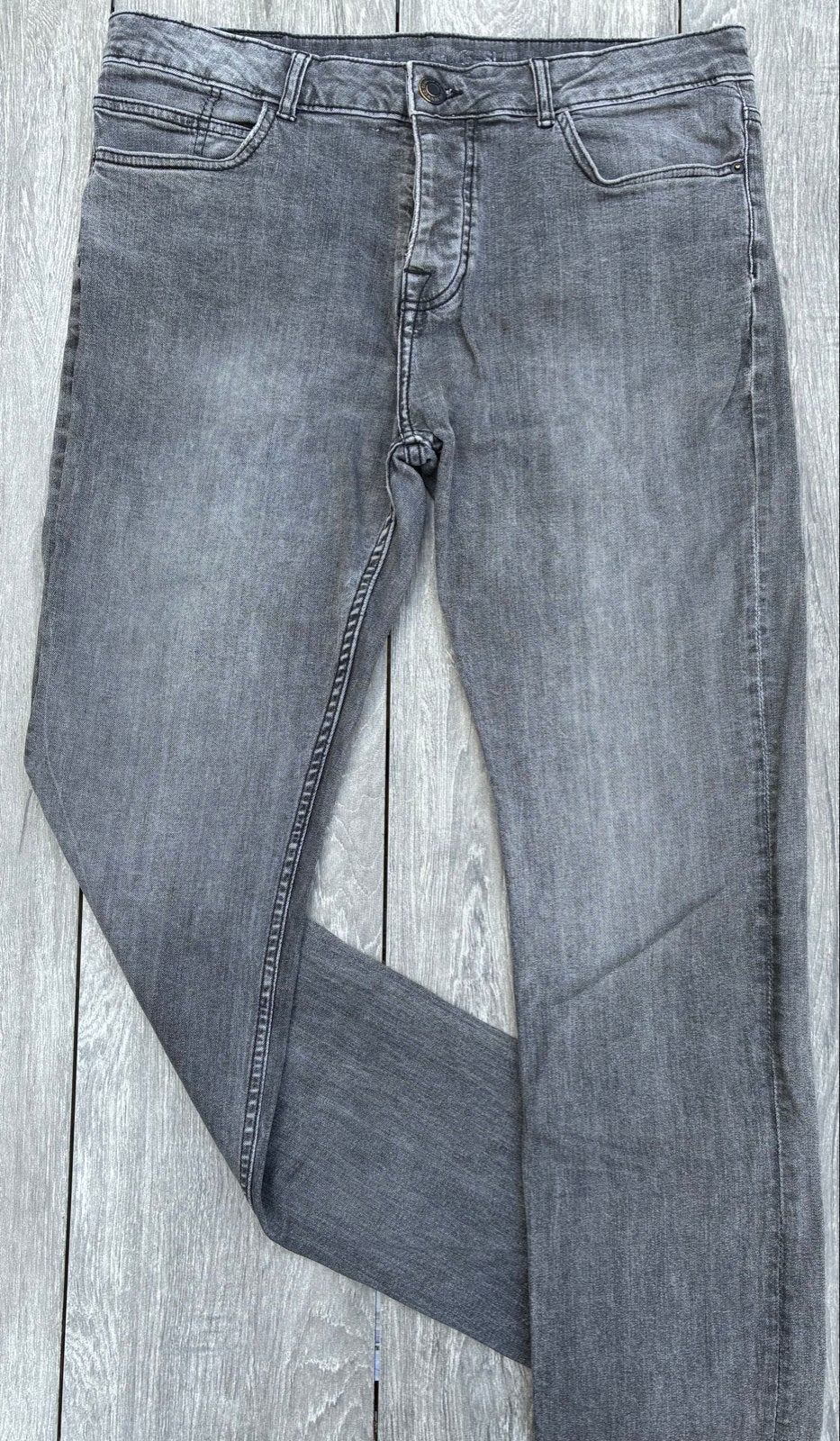 Donkergrijze Primark stretch jeans - Maat 34/34, Ophalen of Verzenden, Zo goed als nieuw, Grijs, W33 - W34 (confectie 48/50)