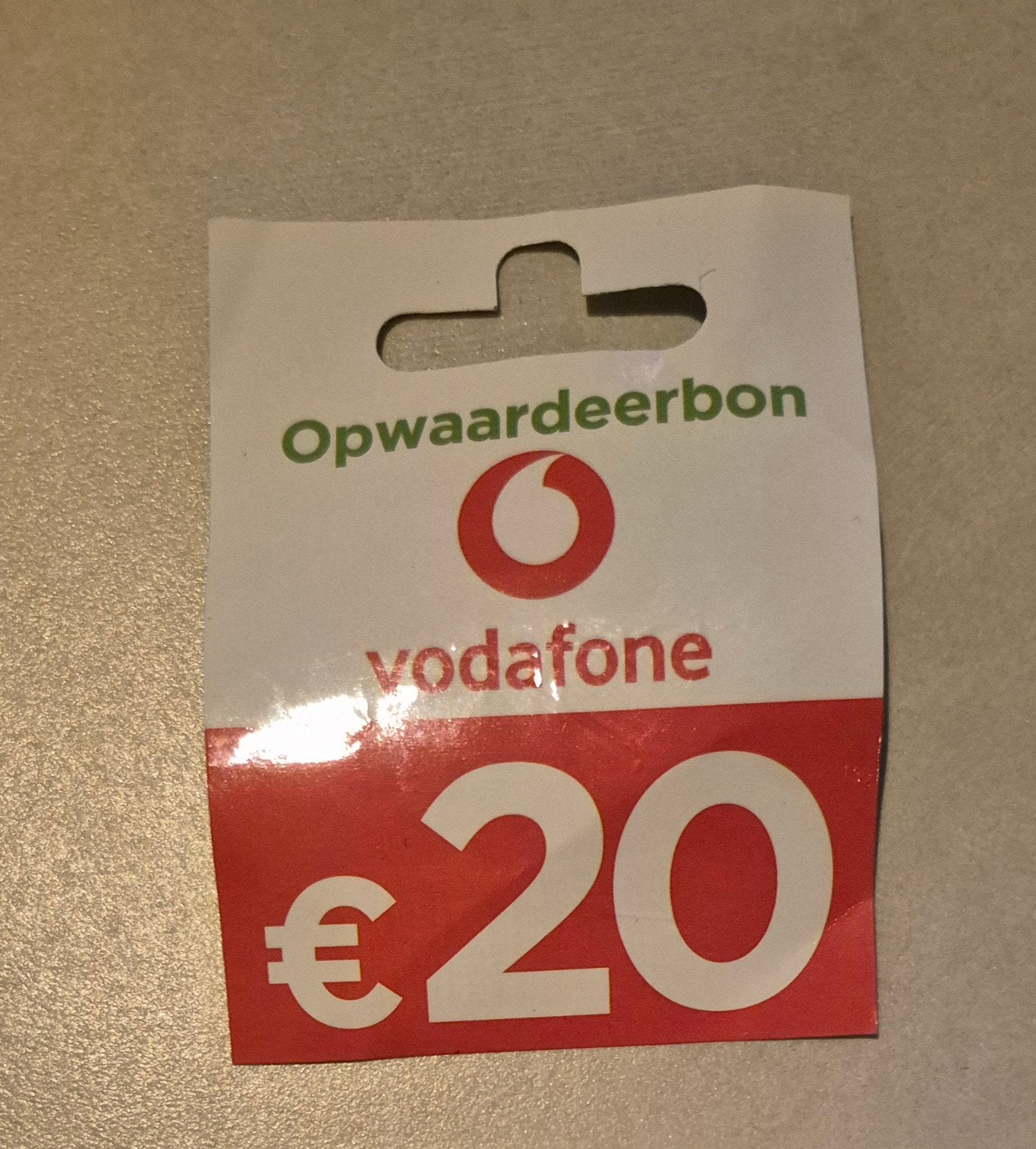 Vodafone Opwaardeerbon - €20 Beltegoed, Ophalen of Verzenden