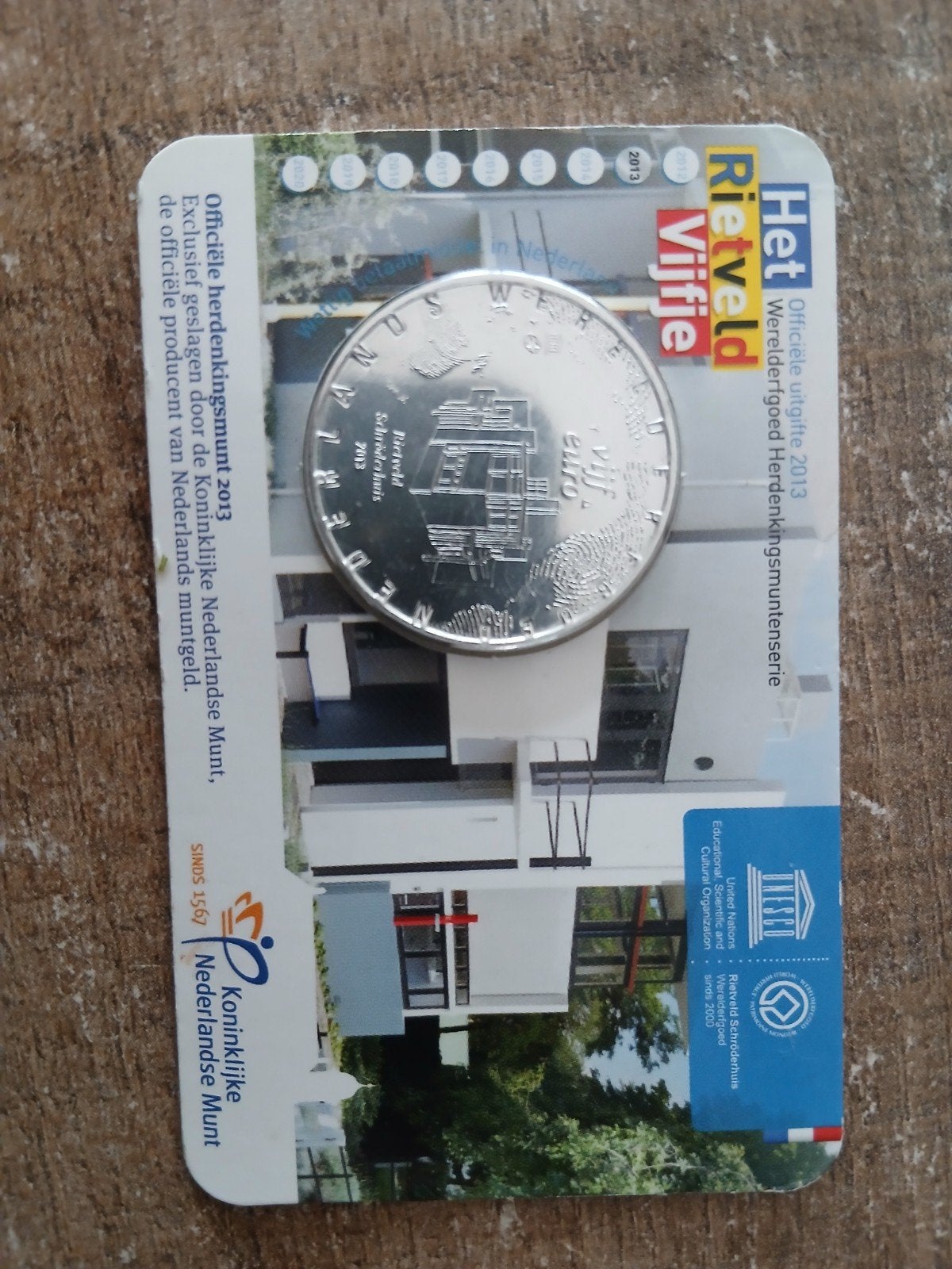 Zwaar verzilverde herdenkingsmunt Het Rietveld Vijfje, Ophalen of Verzenden