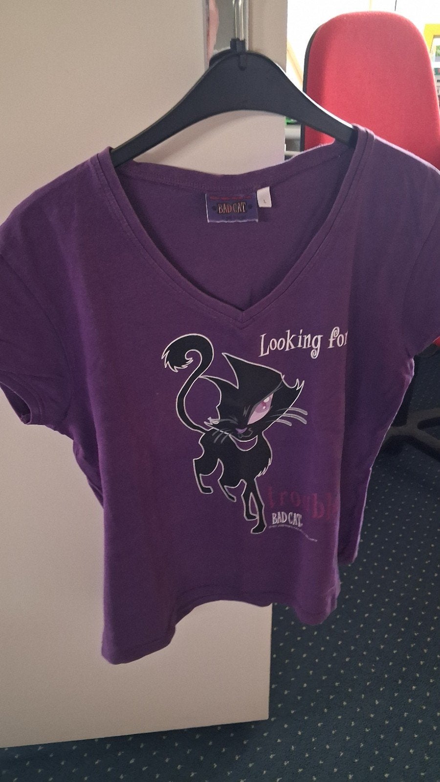 Bad cat t-shirt, Bad cat, Paars, Ophalen of Verzenden, Zo goed als nieuw