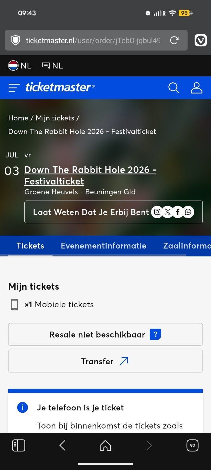 Weekend ticket Down the rabbit hole DTRH, Eén persoon, Juli
