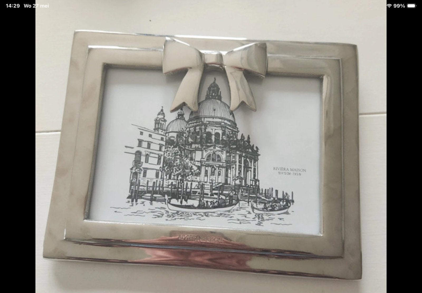Gezocht Riviera Maison fotolijst strik, Ophalen of Verzenden, Zo goed als nieuw, Metaal of Aluminium, Minder dan 50 cm