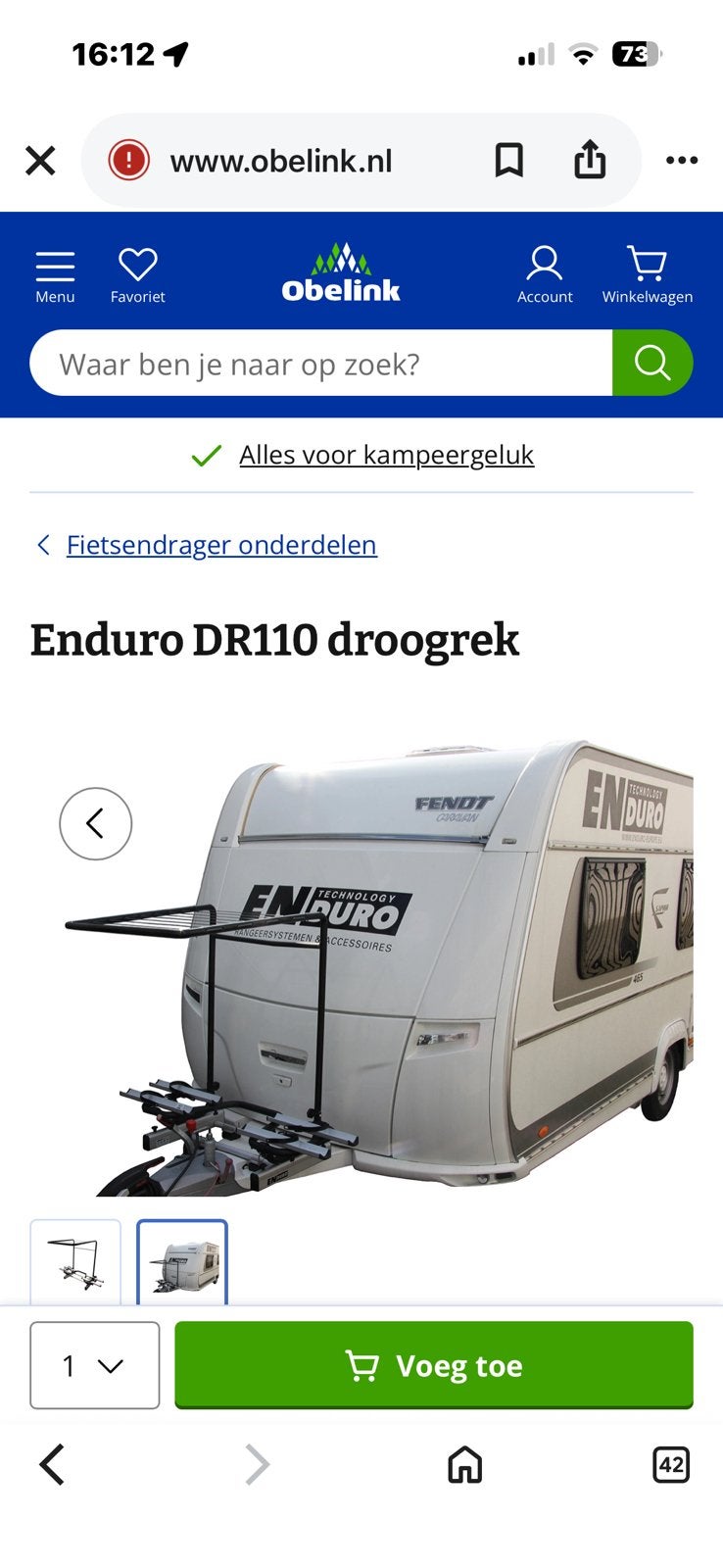 Te koop wasrek voor op fietsendrager caravan, Ophalen of Verzenden, Gebruikt