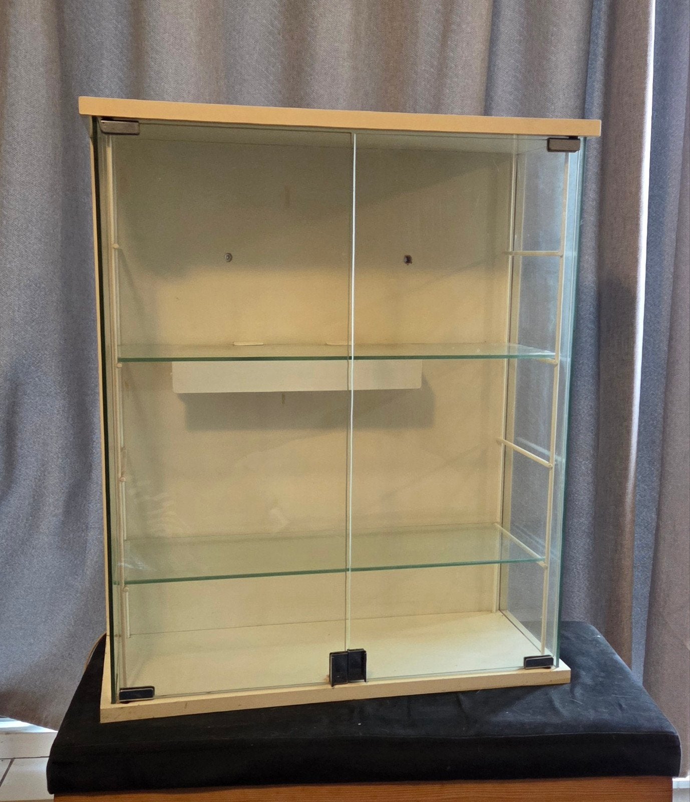 Hangvitrinekastje met verlichting - Glas en Hout, Huis en Inrichting, Kasten | Vitrinekasten, Ophalen, Glas, 50 tot 100 cm, Minder dan 25 cm