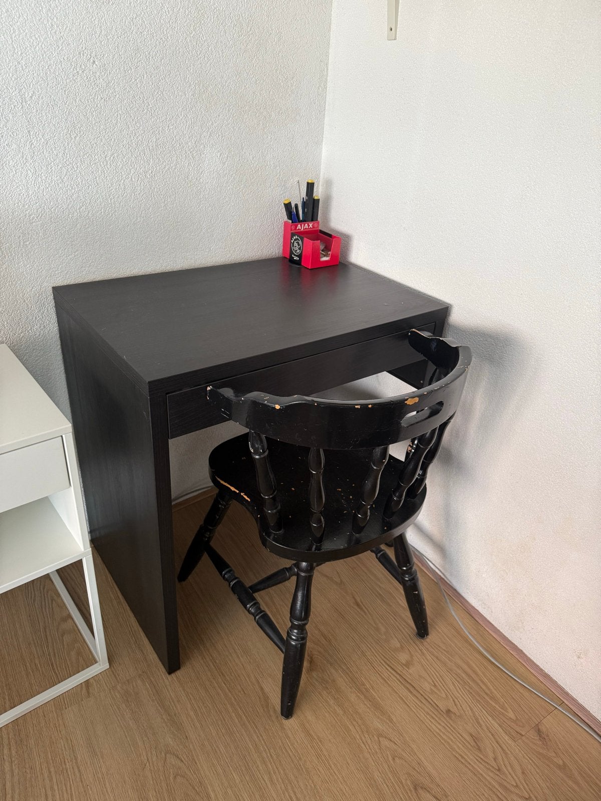 Zwart bureau met stoel, Zwart, Gebruikt, Overige merken, Computerbureau
