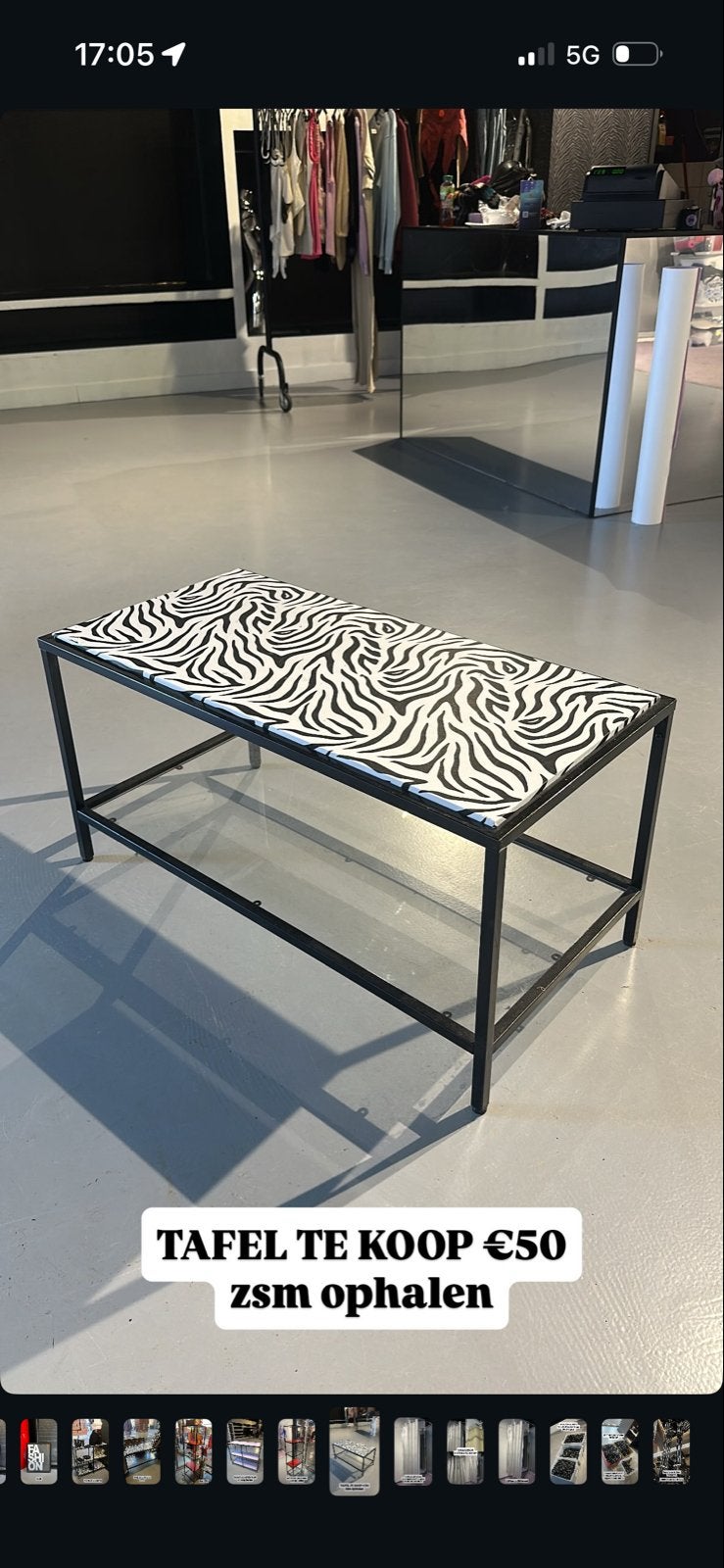 Tafel zebra met glasplaat en metaal, Gebruikt, Metaal of Aluminium, 75 cm of meer, Rechthoekig