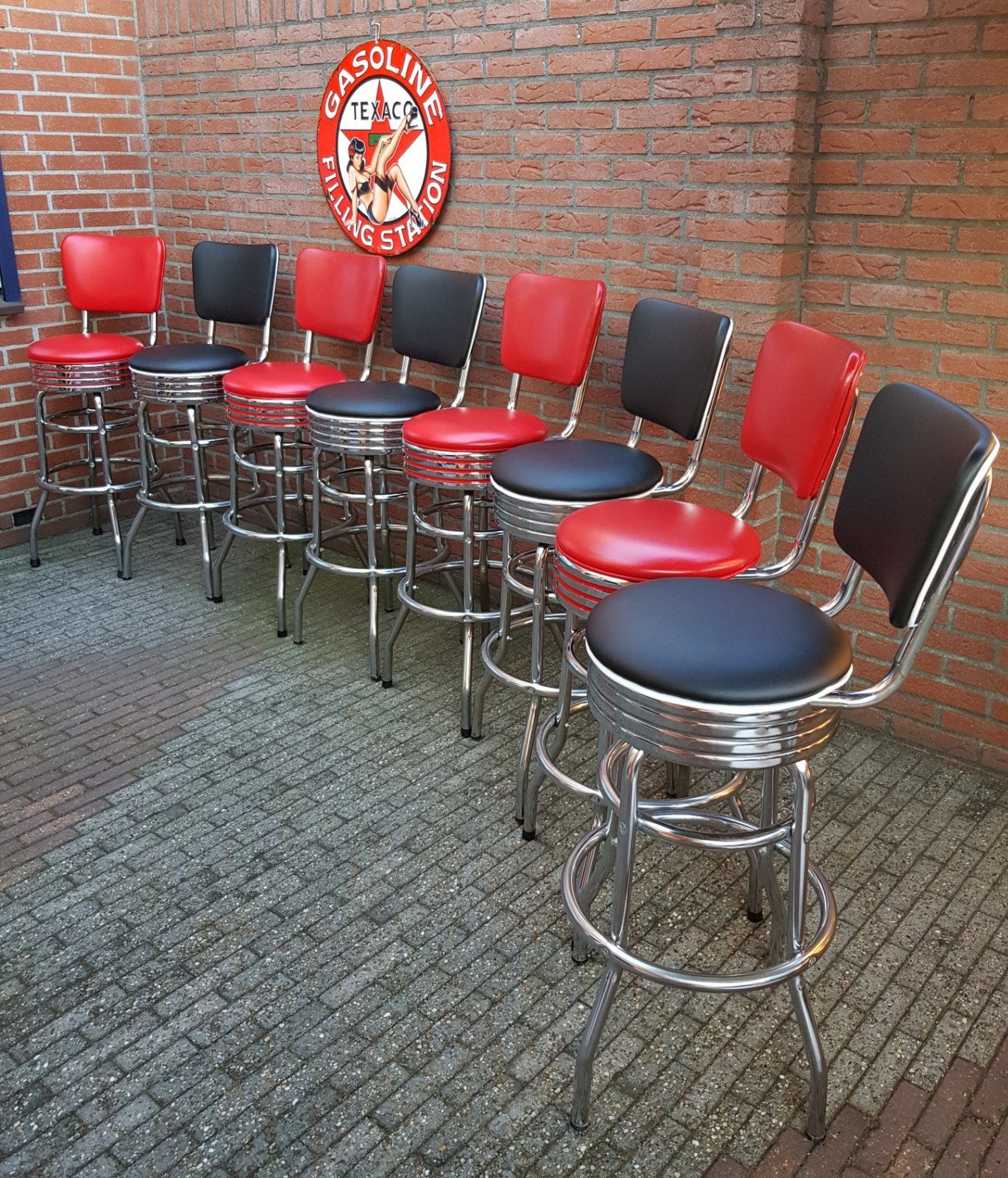FIFTIES SIXTIES AMERIKAANSE BARKRUKKEN BEL AIR BARTAFEL, Huis en Inrichting, Ophalen, 5 krukken of meer, 60 tot 90 cm, Met voetsteun