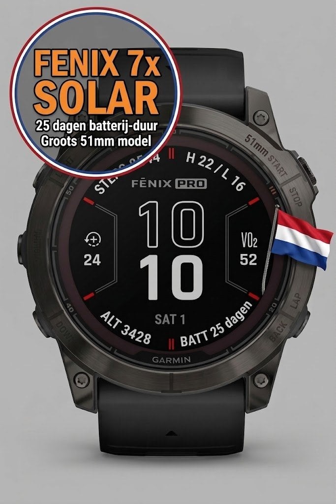 Garmin Fenix 7x Solar, Verzenden, Zwart, Waterdicht, Garmin Fenix 7X Pro Sapphire Solar