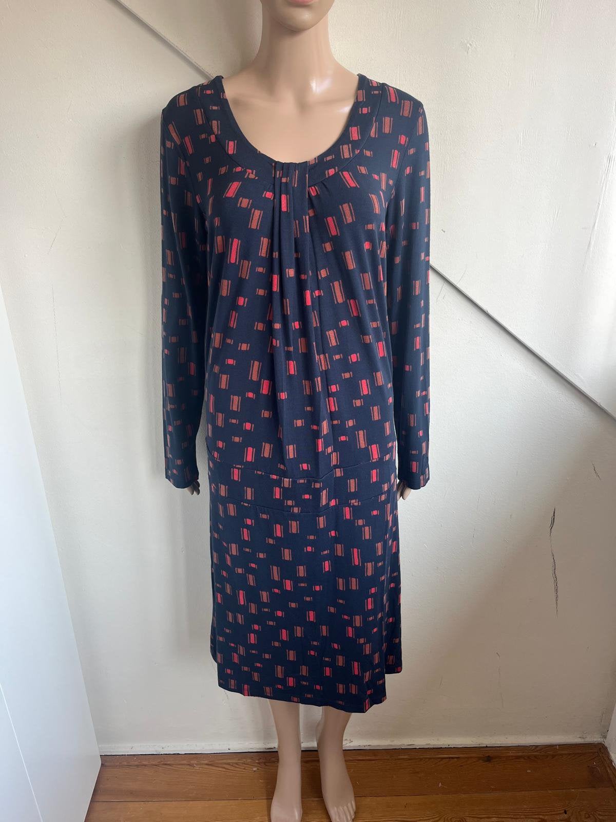 Zilch jurk maat XL 42 donkerblauw roze bruin, Kleding | Dames, Jurken, Blauw, Maat 42/44 (L), Ophalen of Verzenden, Zo goed als nieuw