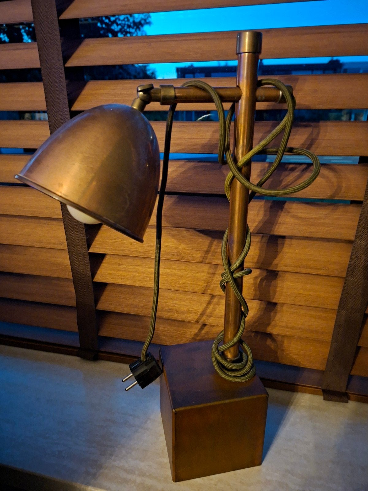 2 Vintage Koperen Tafellamp - Industriële Stijl, Ophalen, Bureaulamp, Gebruikt, Overige merken