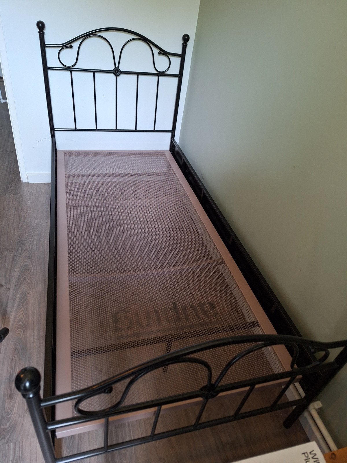 Eenpersoonsbed 90x200 cm met Auping spiraalbodem, Huis en Inrichting, Slaapkamer | Bedden, Ophalen, 90 cm, Eenpersoons, Zwart