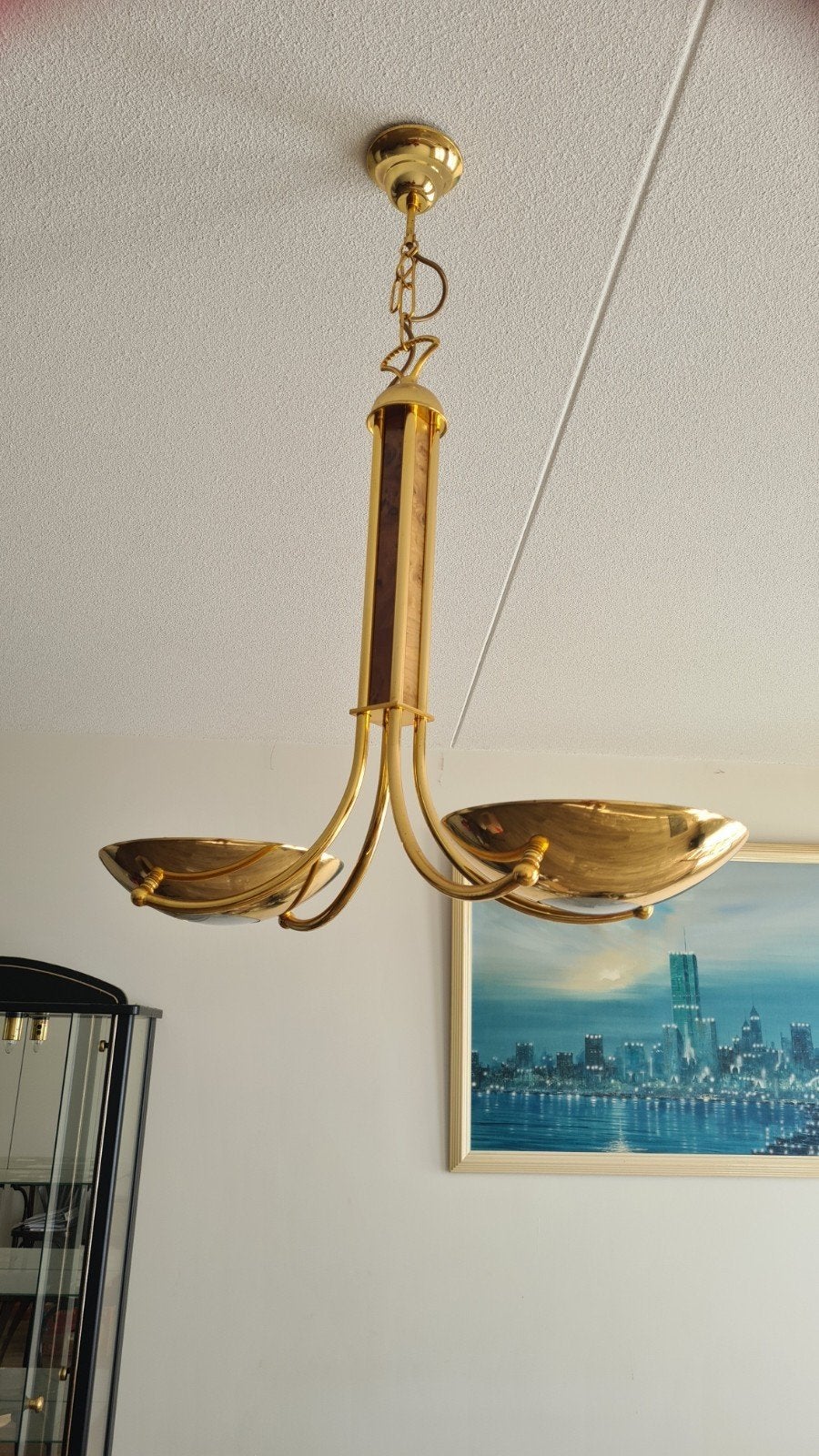 Mooie goudkleurige hanglamp, Huis en Inrichting, Ophalen, Gebruikt