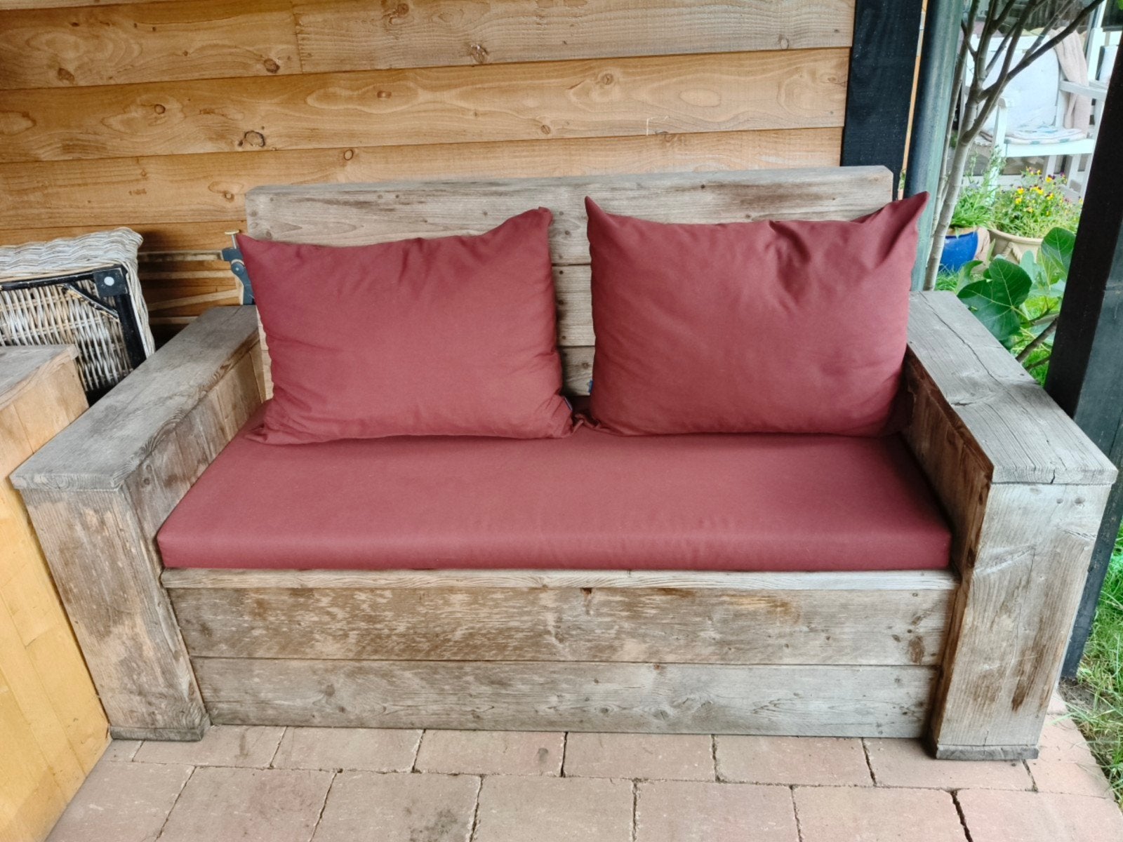 Tuinset stijgerhout met opslagruimte, Ophalen, Bank