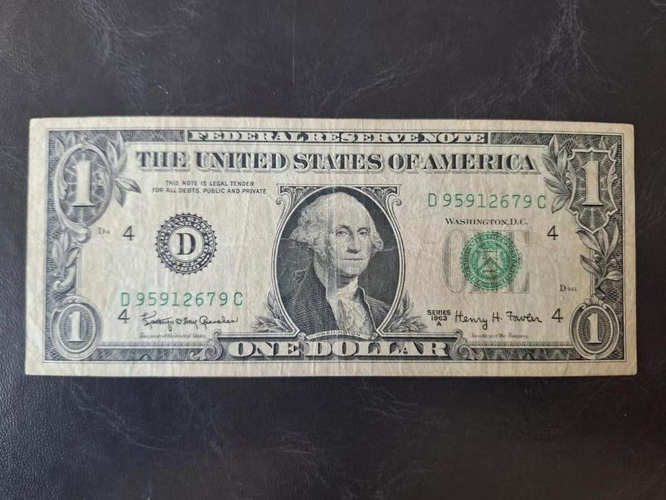 Amerikaanse 1 dollar biljet uit 1963, Ophalen of Verzenden, Noord-Amerika