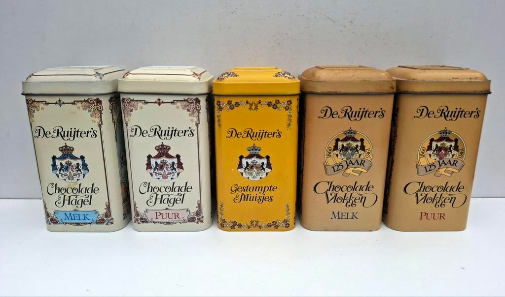 SERIE VINTAGE "DE RUIJTER'S" blikken,150/300 gr, jaren 70-80, Verzamelen, Blikken, Ophalen of Verzenden, Gebruikt, Overige, Overige merken