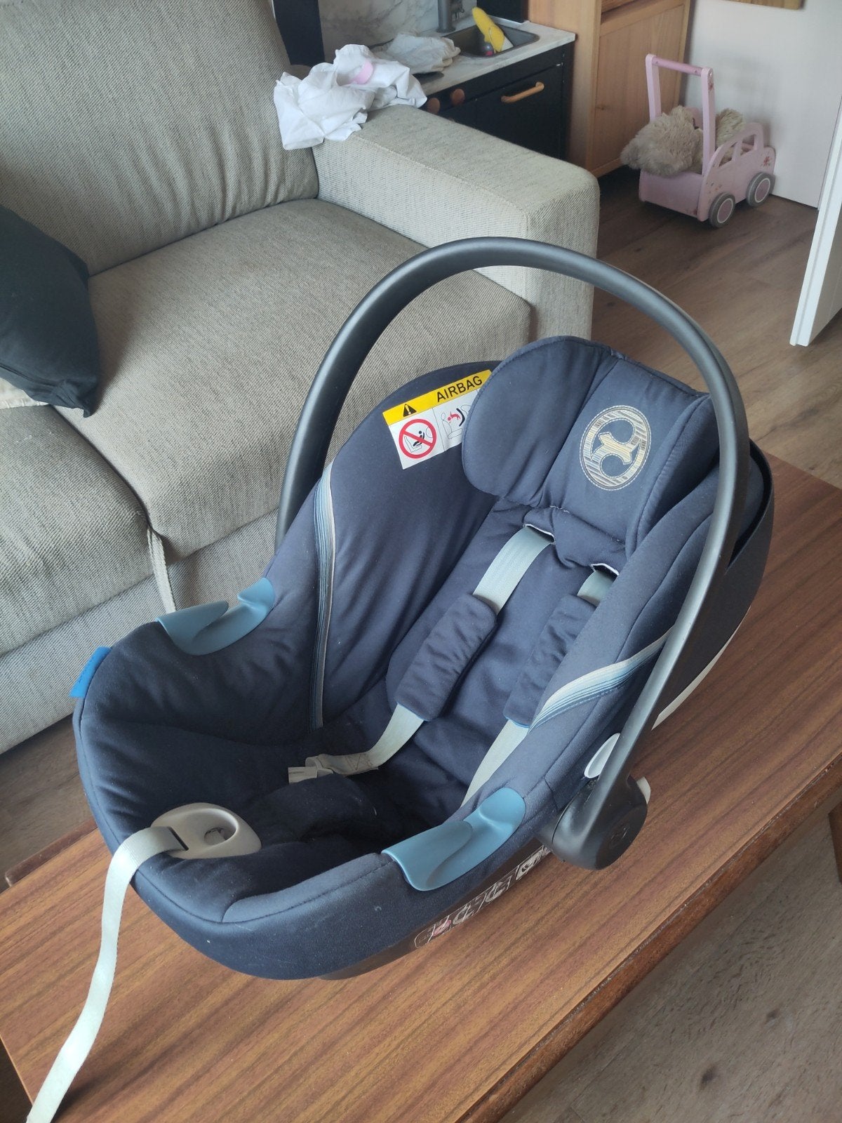 Cybex Aton M i-Size Autostoel - Navy Blue, Autogordel of Isofix, Gebruikt, 0 t/m 13 kg, Ophalen