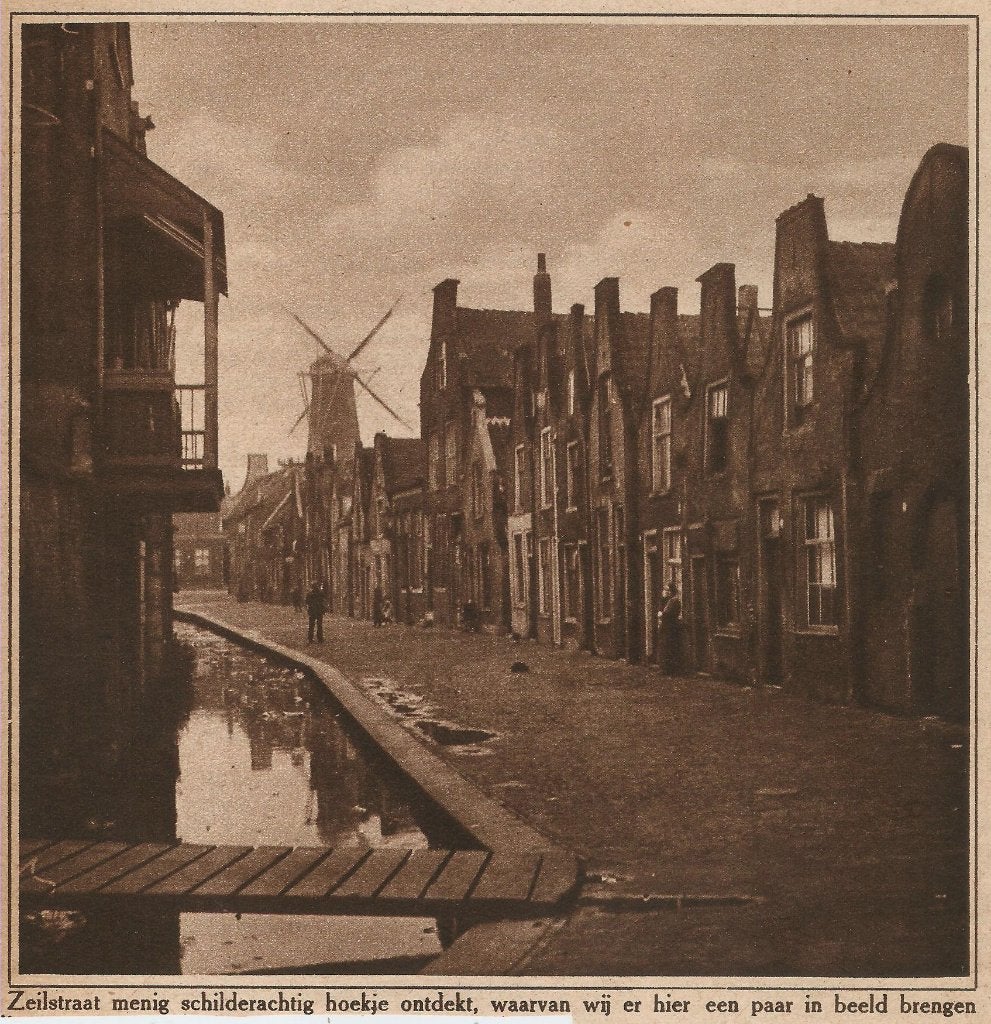 Schiedam Zeilstraat molen knipsel 1924, Gebruikt, Ophalen of Verzenden, Gebouw, Voor 1940