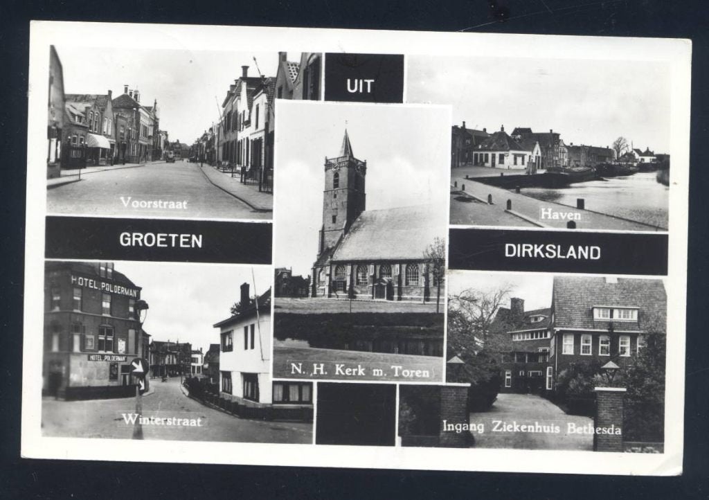 Dirksland-Voorstraat-Winterstraat- NH Kerk-Haven-Ziekenhuis, Verzenden, 1960 tot 1980, Gelopen, Zuid-Holland