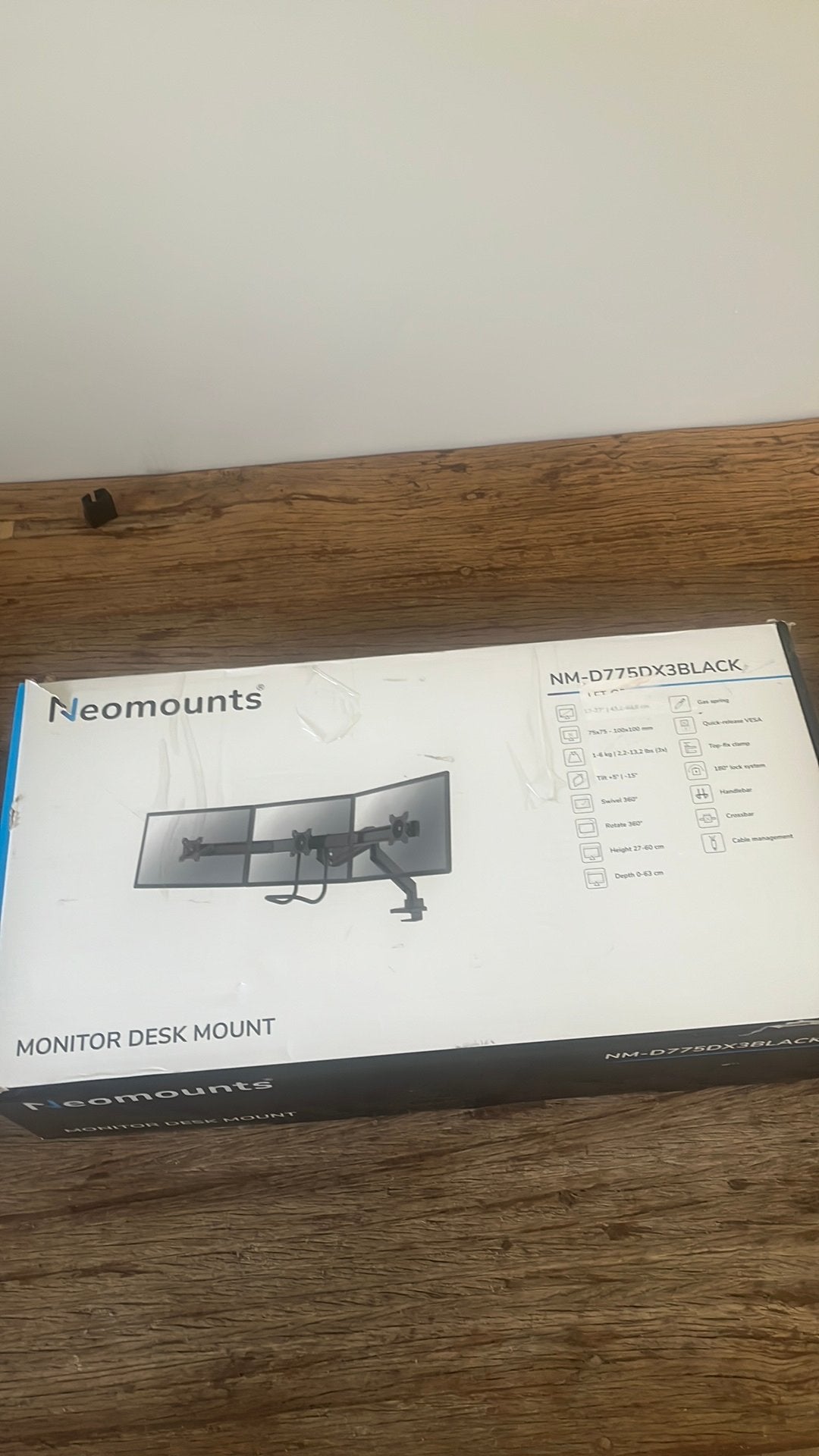 Neomounts NM-D775DX3BLACK Monitorarm 17-27" - gasveer - Topf, Ophalen of Verzenden, In hoogte verstelbaar, Overige typen, Neomounts