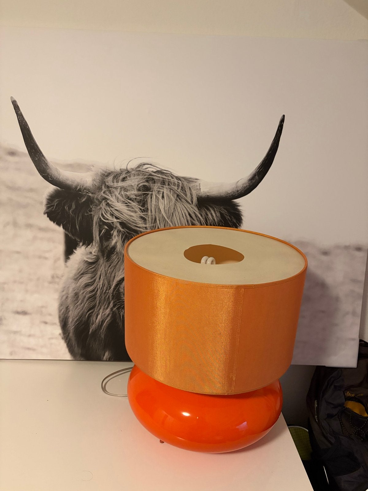 Oranje tafellamp met stoffen kap - Alleen af te halen, Ophalen, Gebruikt, Oranje, Textiel