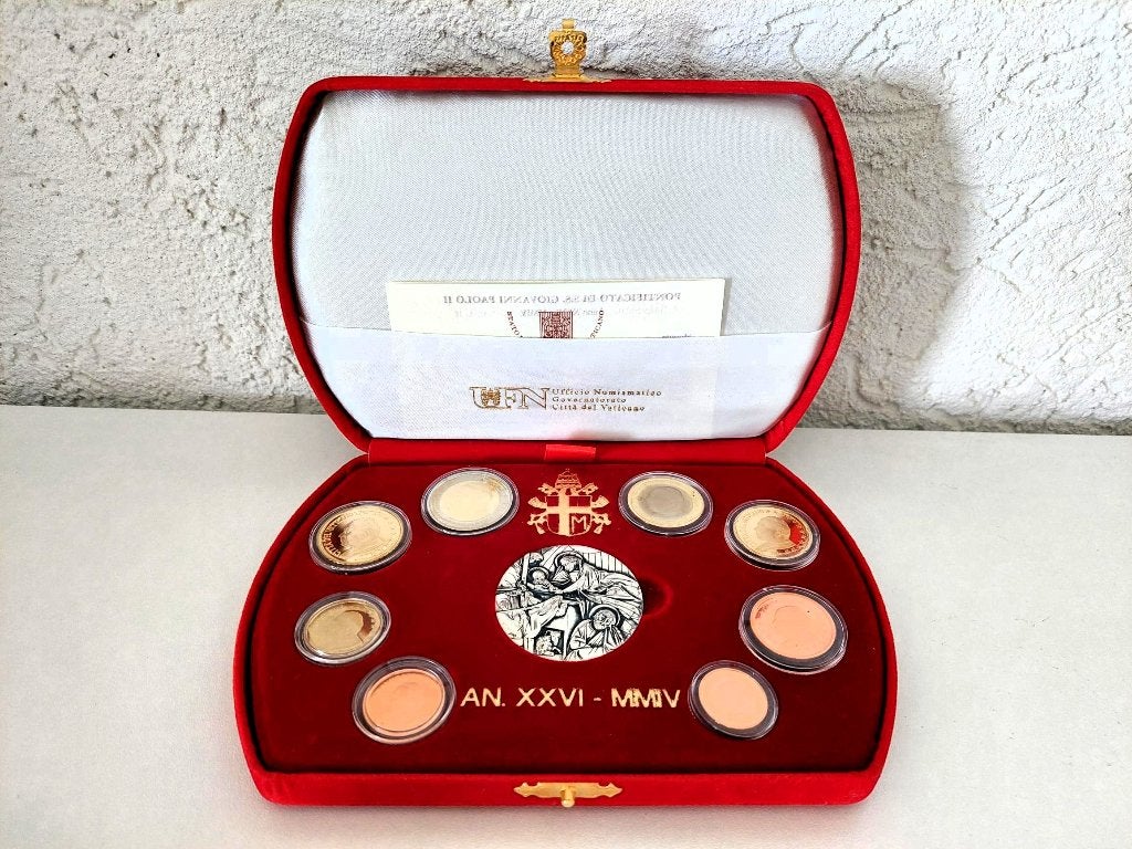 Euro Proof KMS Vaticaan jaarset 2004 Johannes Paulus II, Vaticaanstad, Setje, Zilver, Overige waardes