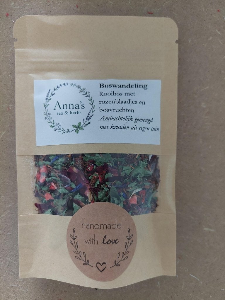 Boswandeling: thee met kruiden en bloemen uit eigen tuin, Ophalen of Verzenden