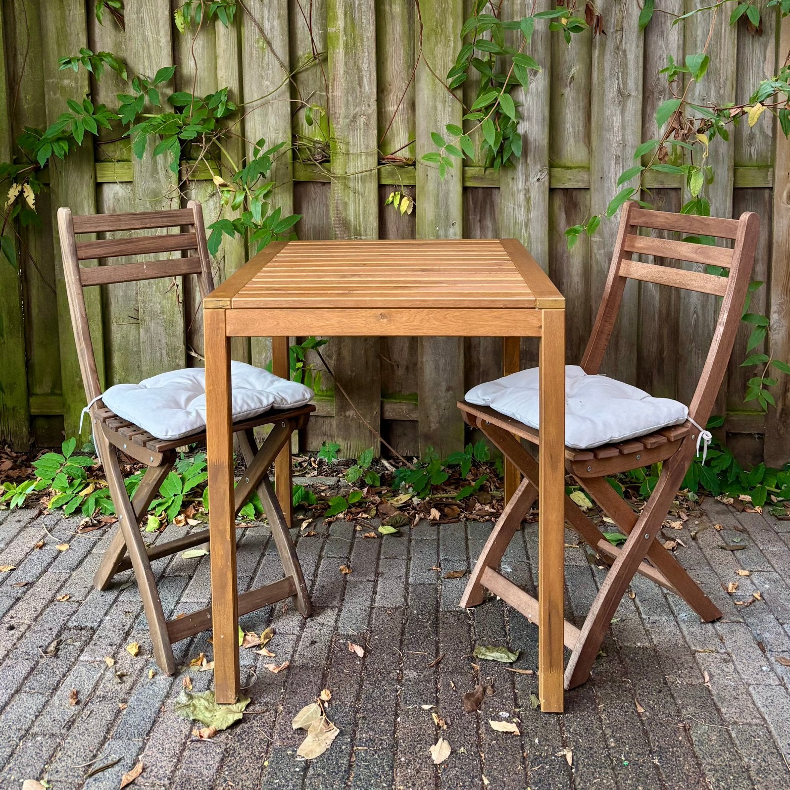 IKEA NÄMMARÖ Tafel + 2x ASKHOLMEN Stoelen, Gebruikt, Eettafel, Tuinset, Hout