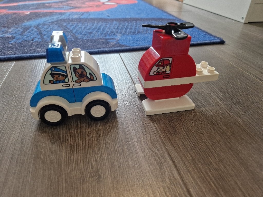 LEGO DUPLO 10957 Brandweerhelikopter en Politiewagen, Ophalen, Zo goed als nieuw, Duplo