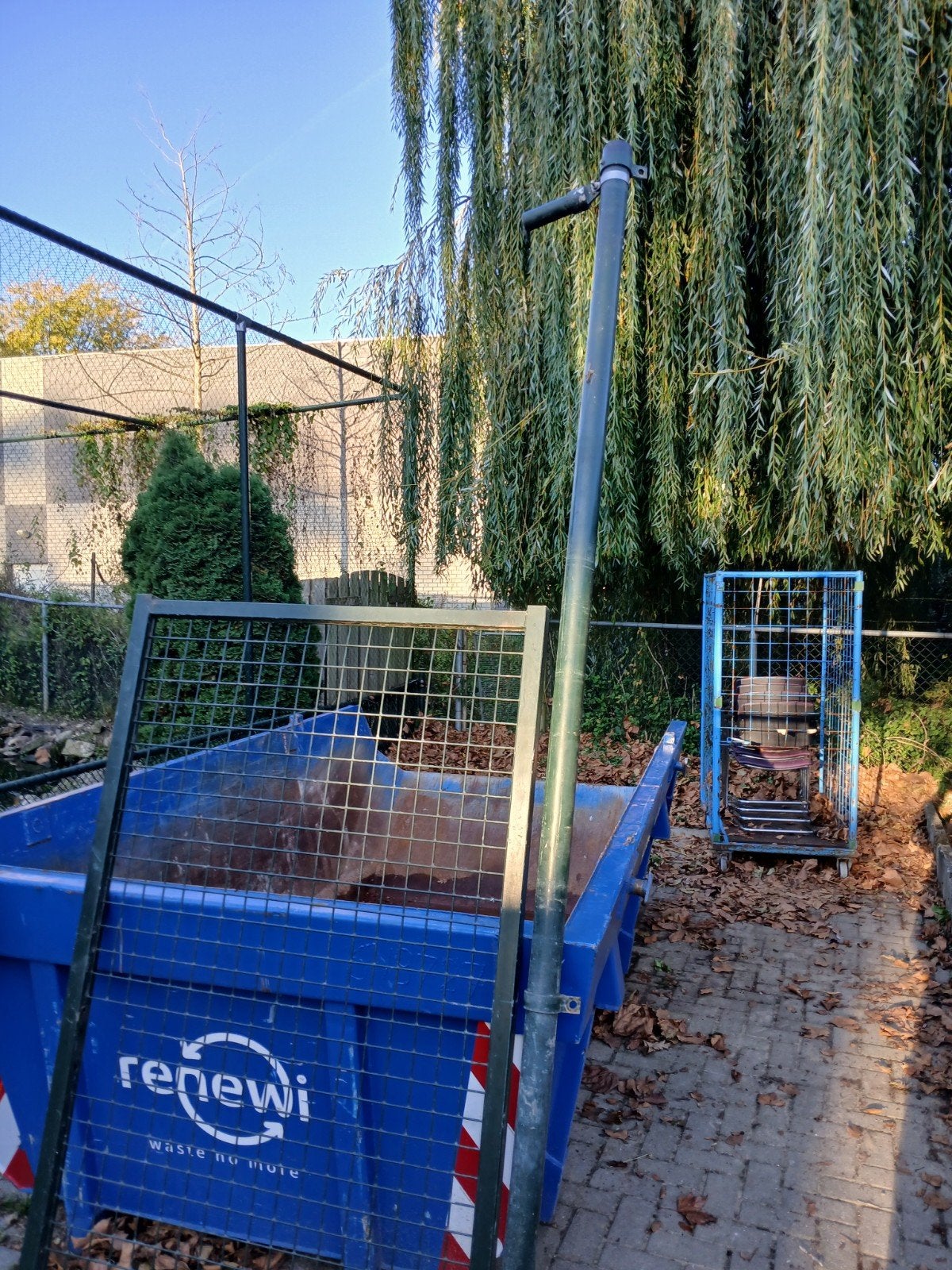 Stevige poort met ronde staanders - 2x 99x176cm, Ophalen, Met poort, Gebruikt, Overige typen