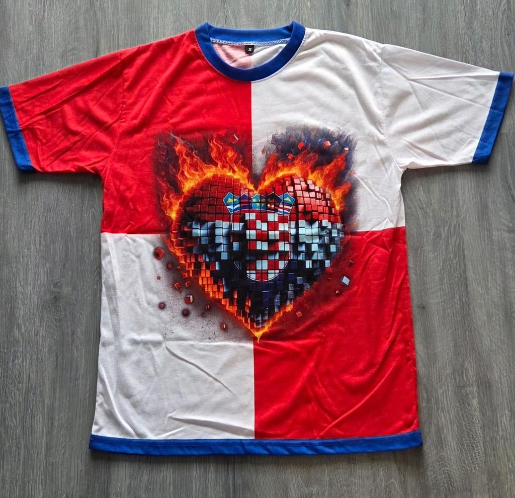 Uniek Kroatië Hart Design Katoenen T-shirt - Alle Maten, Kleding | Dames, T-shirts, Nieuw, Maat 36 (S), Rood, Korte mouw, Ophalen of Verzenden