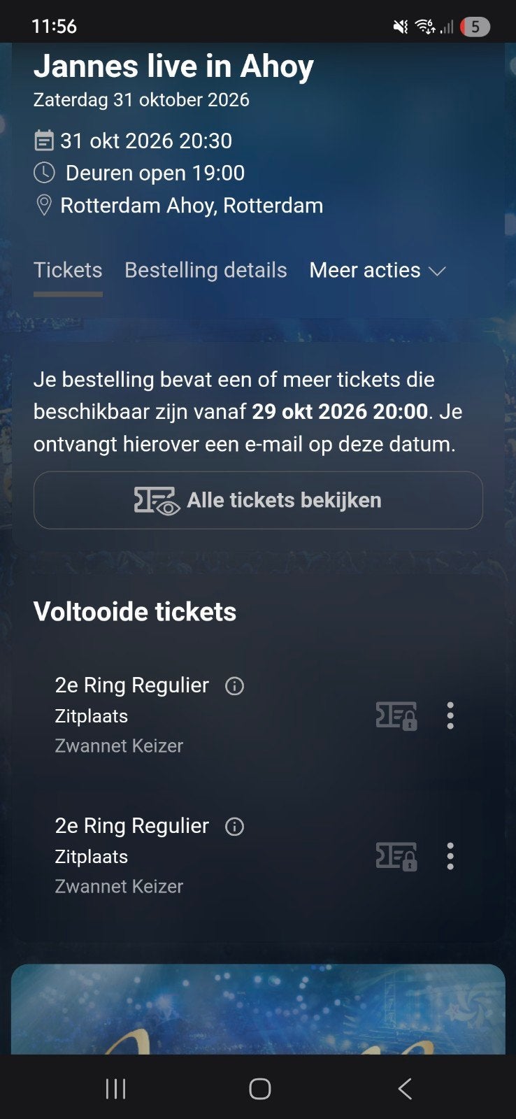 2x tickets Jannes live in ahoy 31 oktober, Tickets en Kaartjes, Twee personen